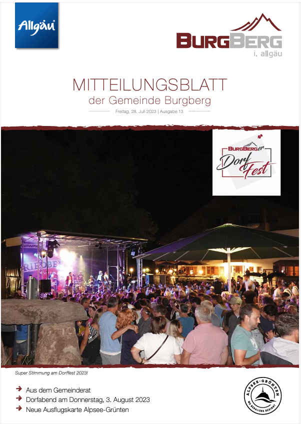 Burgberg Mitteilungsblatt (27. Februar 2026, 1/1 Seite (210x297mm), 4c Randabfallend)