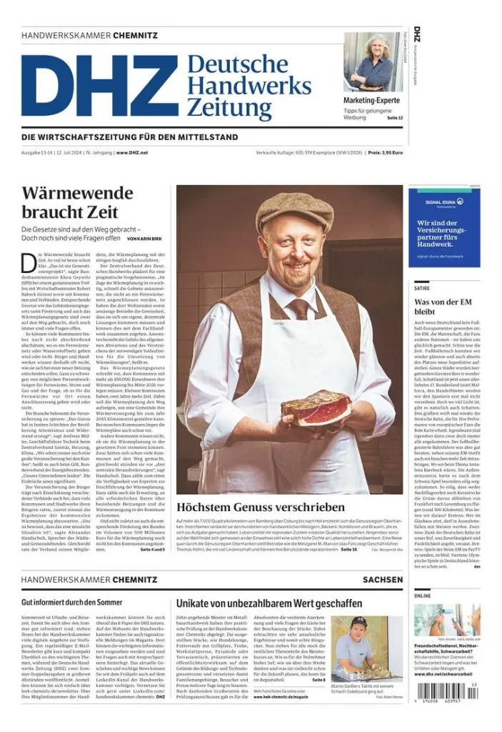 Deutsche Handwerkszeitung – Jumbostreifenanzeige